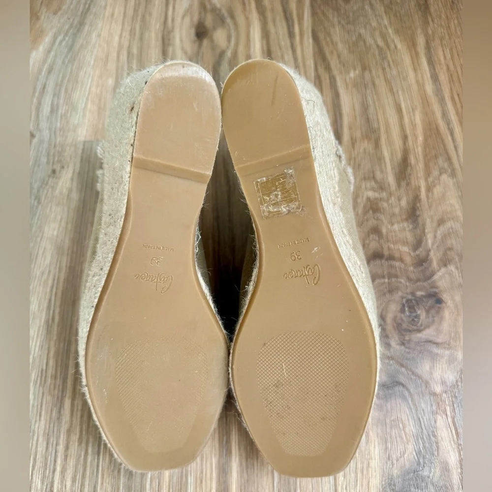 Castañer Canvas Espadrille Wedge Mules Beige Size 39